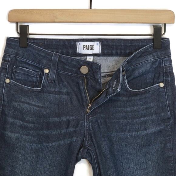PAIGE Kylie Crop Cuffed Ankle Low Rise Cotton Stretch Blue Denim Jean Size 25 - Picture 4 of 15